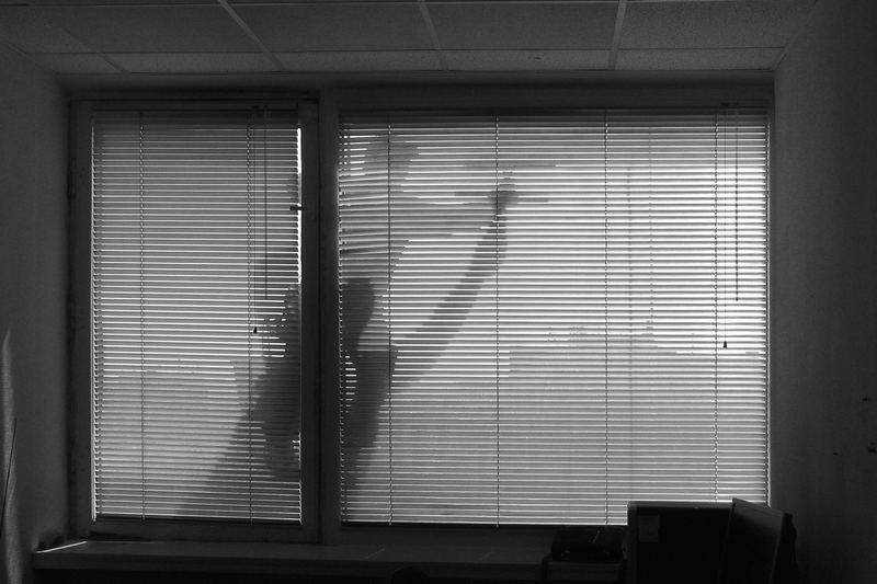 Window cleaning in progress